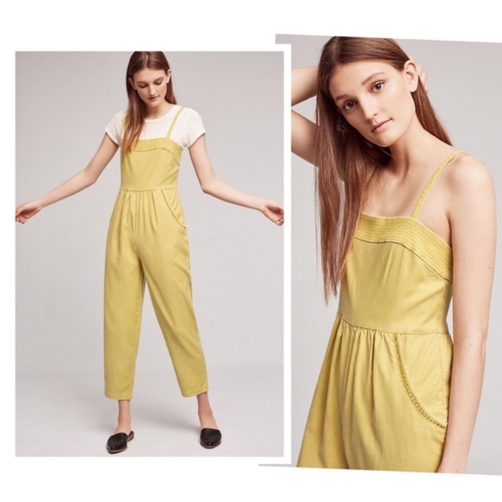 Anthropologie Postmark Equinox Yellow Jumpsuit L Large